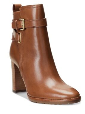 NIB Lauren Ralph Lauren Sz 9B Women's Madisyn Brown Buckled Dress Booties R $195